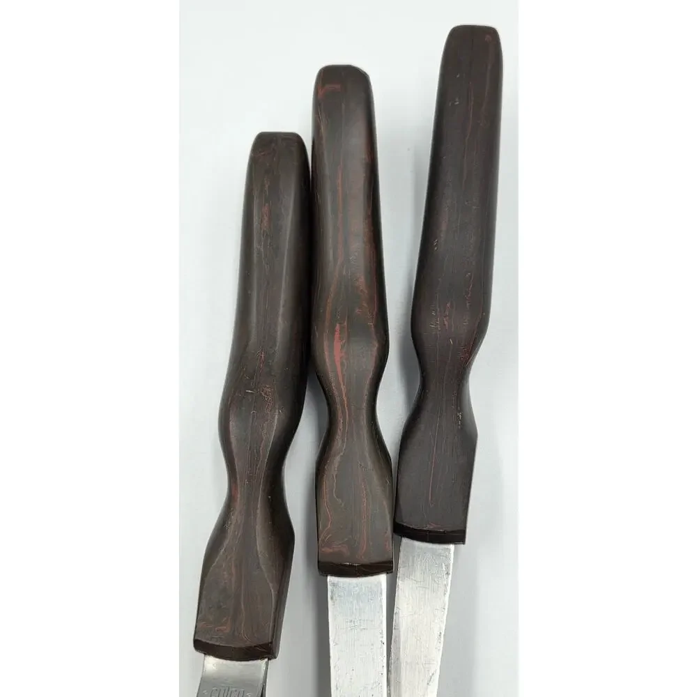CUTCO Serving Utensil Set 3 Pc Slotted Spoon Basting Serving Masher Brown Swirl